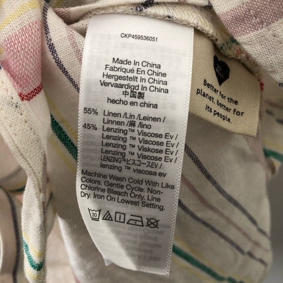 Madewell Linen Blend Rainbow Stripes Button Up Shirt 2X - Picture 9 of 11